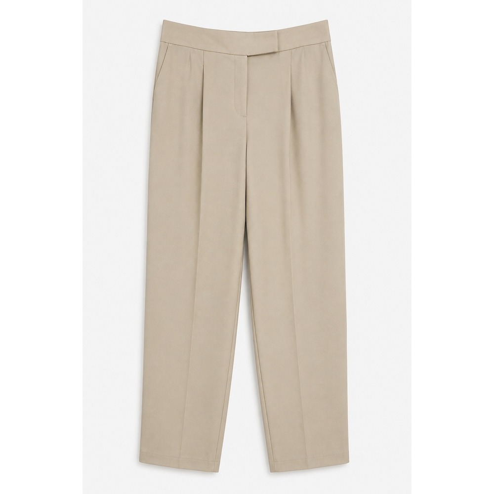 Ann Taylor Factory Pants 12 Beige Pleated Tapered Ankle Career Old Money Chic